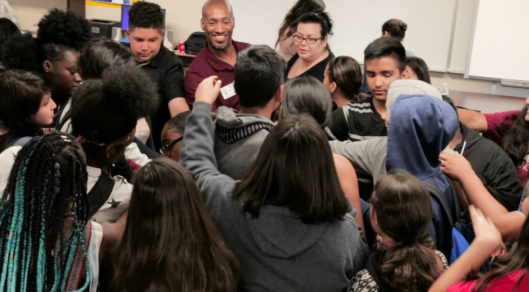 Original Freedom Writers Tye and Sue Ellen visit a classroom and visit with students.